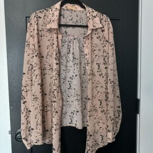 Stichi Floral Print Women's Open Front  Top Plus Size 3X